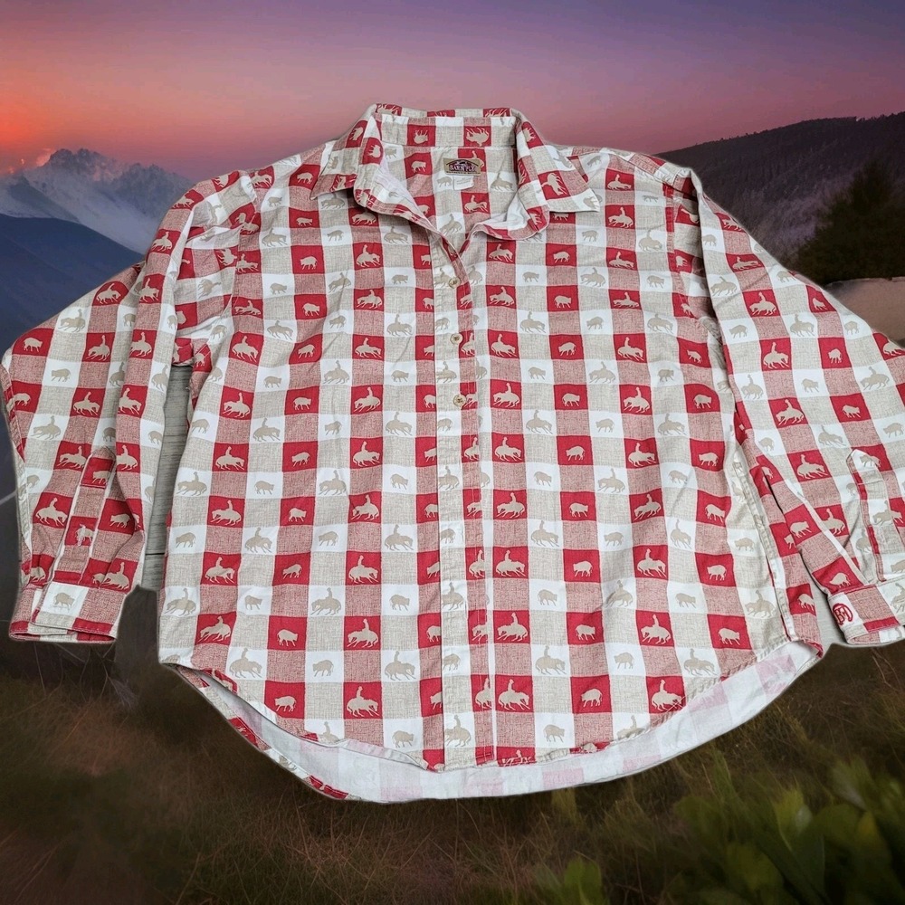🤠 Vintage Barn Fly Western Shirt Women's Large Made in USA Cowboy Rodeo Style